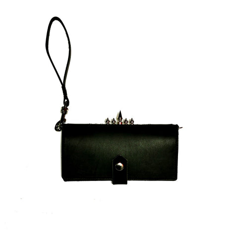 Spiky Spiky leather cell phone wallet / clutch