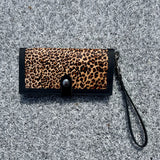 LIMITED RUN - Leopard Print Hair On Cowhide Cell Phone Wallet / Clutch