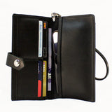Black Leather Cell Phone Wallet / Clutch