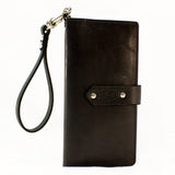 Black Leather Cell Phone Wallet / Clutch