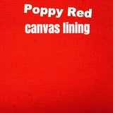 Poppy red canvas lining option in Horace and Jasper Design Candy Ass handbag